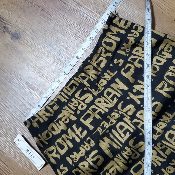 Eric casual gold black graffiti Paris pants new with tags - Picture 3 of 7